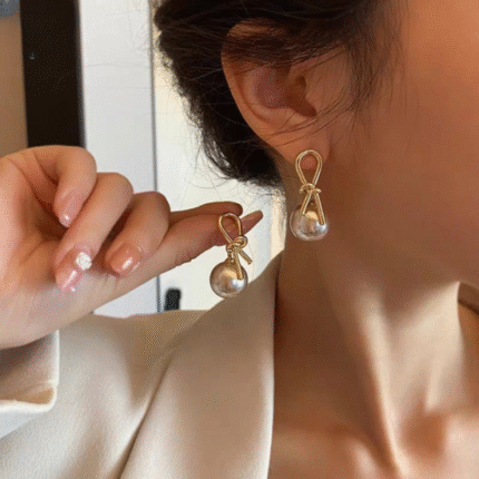 Knot Pearl Clip-On Earrings for Women – Silver Grey Jewelry