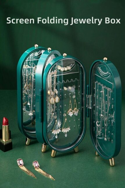 Folding Jewelry Box with Mirror – Organizer Cabinet