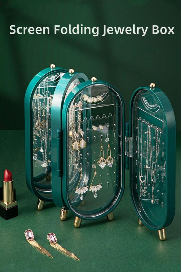 Folding Jewelry Box with Mirror – Organizer Cabinet
