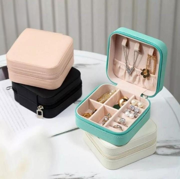 Travel Leather Jewelry Organizer Box – Portable Zipper Case for Women - Image 2