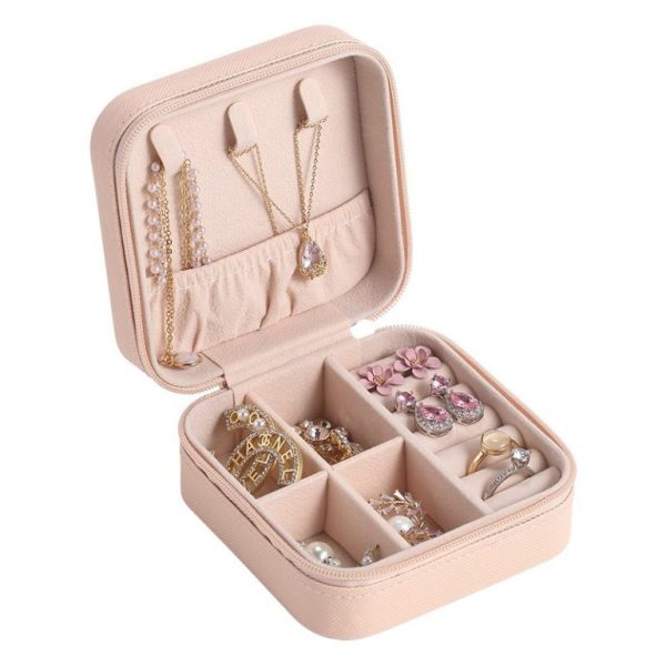 Travel Leather Jewelry Organizer Box – Portable Zipper Case for Women - Image 4