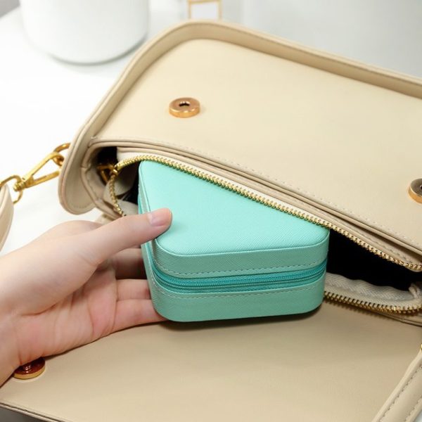 Travel Leather Jewelry Organizer Box – Portable Zipper Case for Women - Image 5