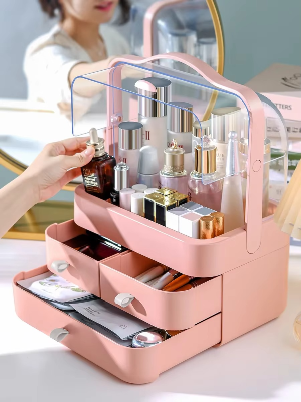 Acrylic Cosmetic Organizer with Drawers – Makeup & Skincare Storage Box - Image 2